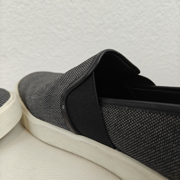 Vince Preston Black Textured Leather Trim Slip On Sneakers Women's Size 8 - Picture 11 of 12